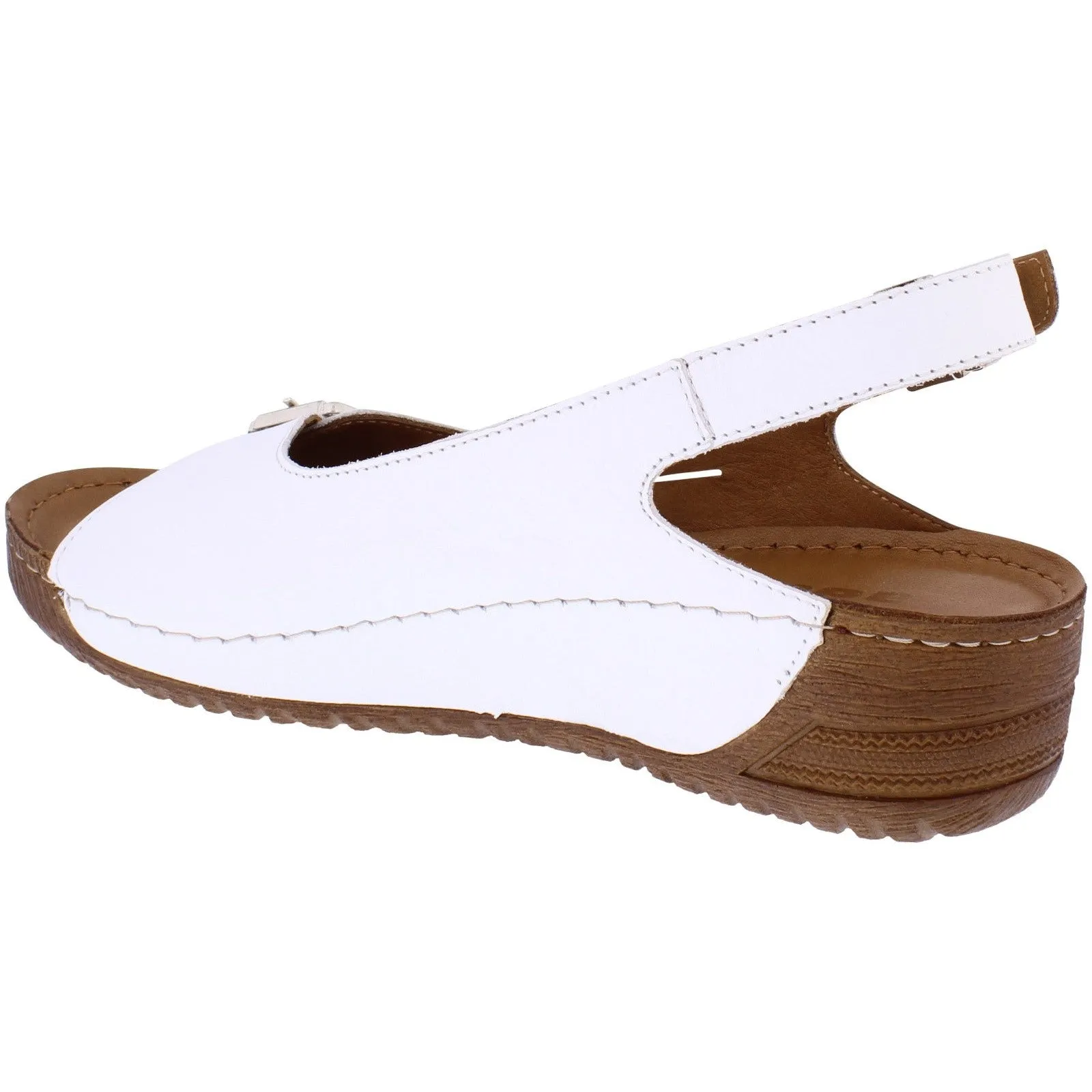 Adesso A7205 Honey Ladies White Leather Buckle Sandals