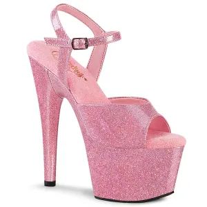 Adore-709GP Baby Pink Glitter Patent, 7" Heels