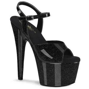 Adore-709GP Black Glitter Patent, 7" Heels