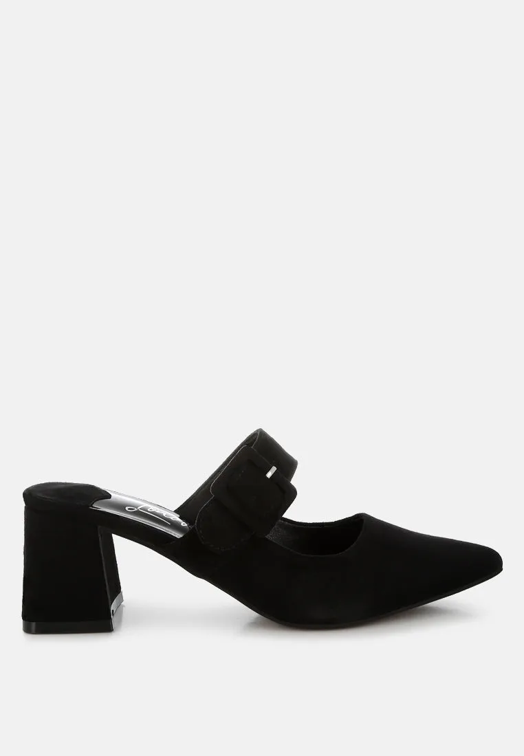 Amapola Buckle Strap Detail Microfiber Mules