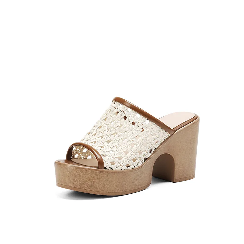 Asher Woven Block Heel Platform Mules