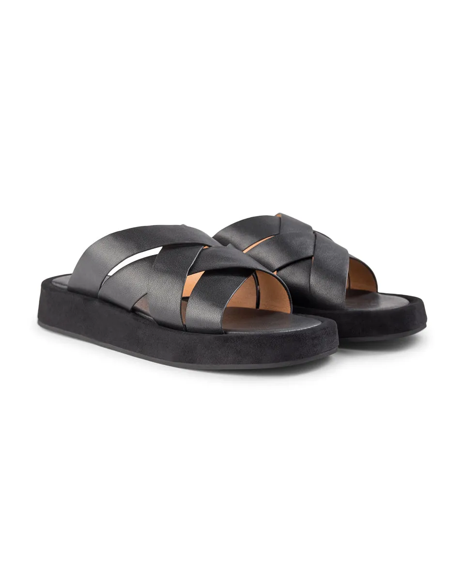 Astrid mule læder - BLACK / BLACK