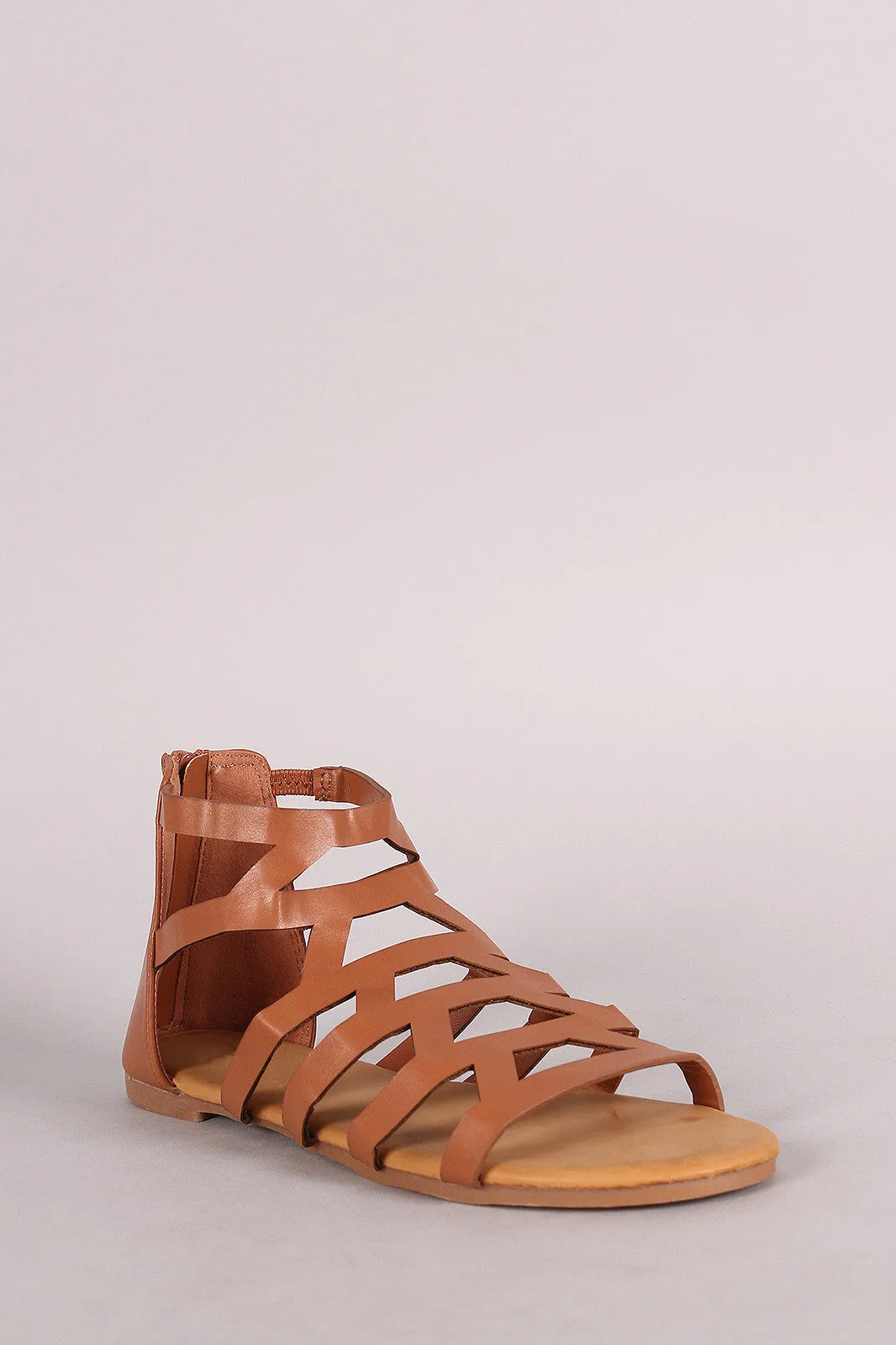 Bamboo Caged Cutout Gladiator Flat Sandal