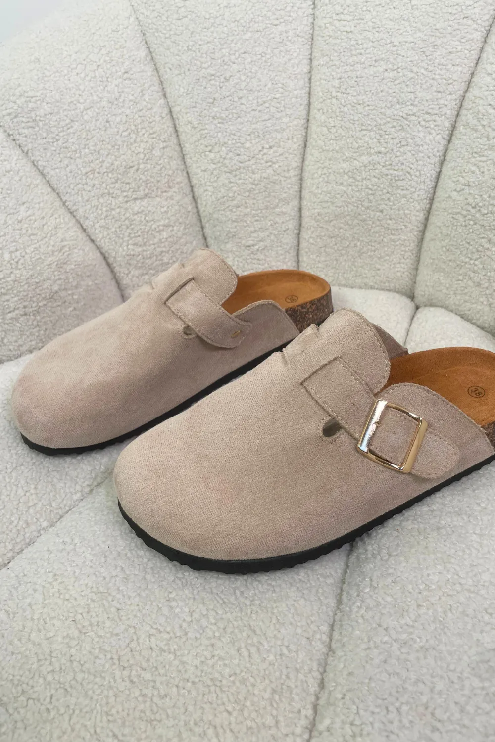 Billie stone faux suede clog mules