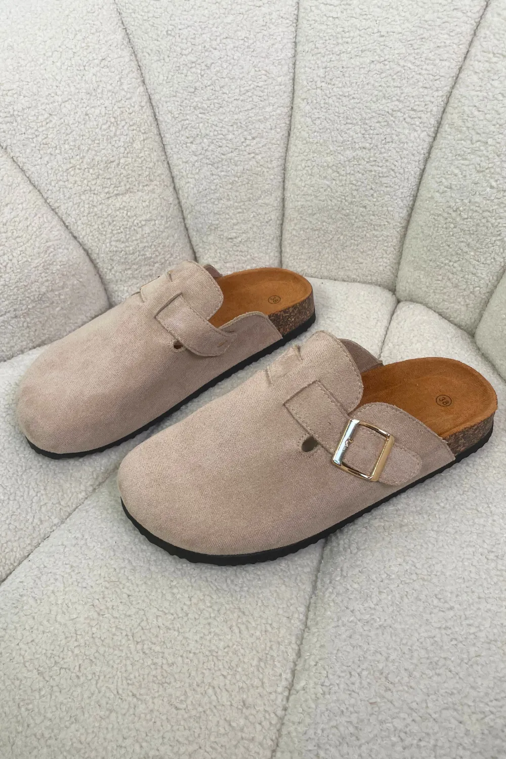 Billie stone faux suede clog mules