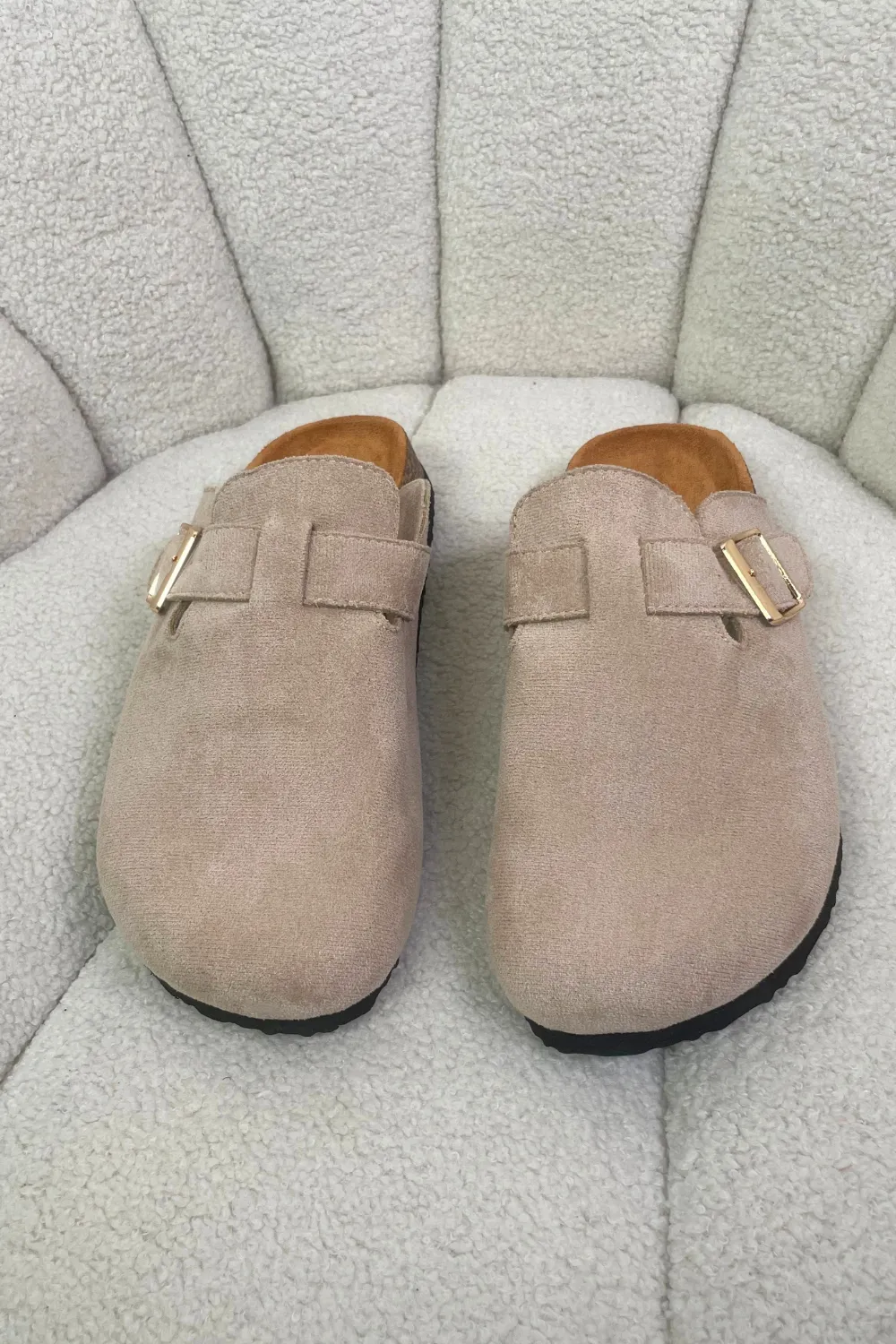 Billie stone faux suede clog mules