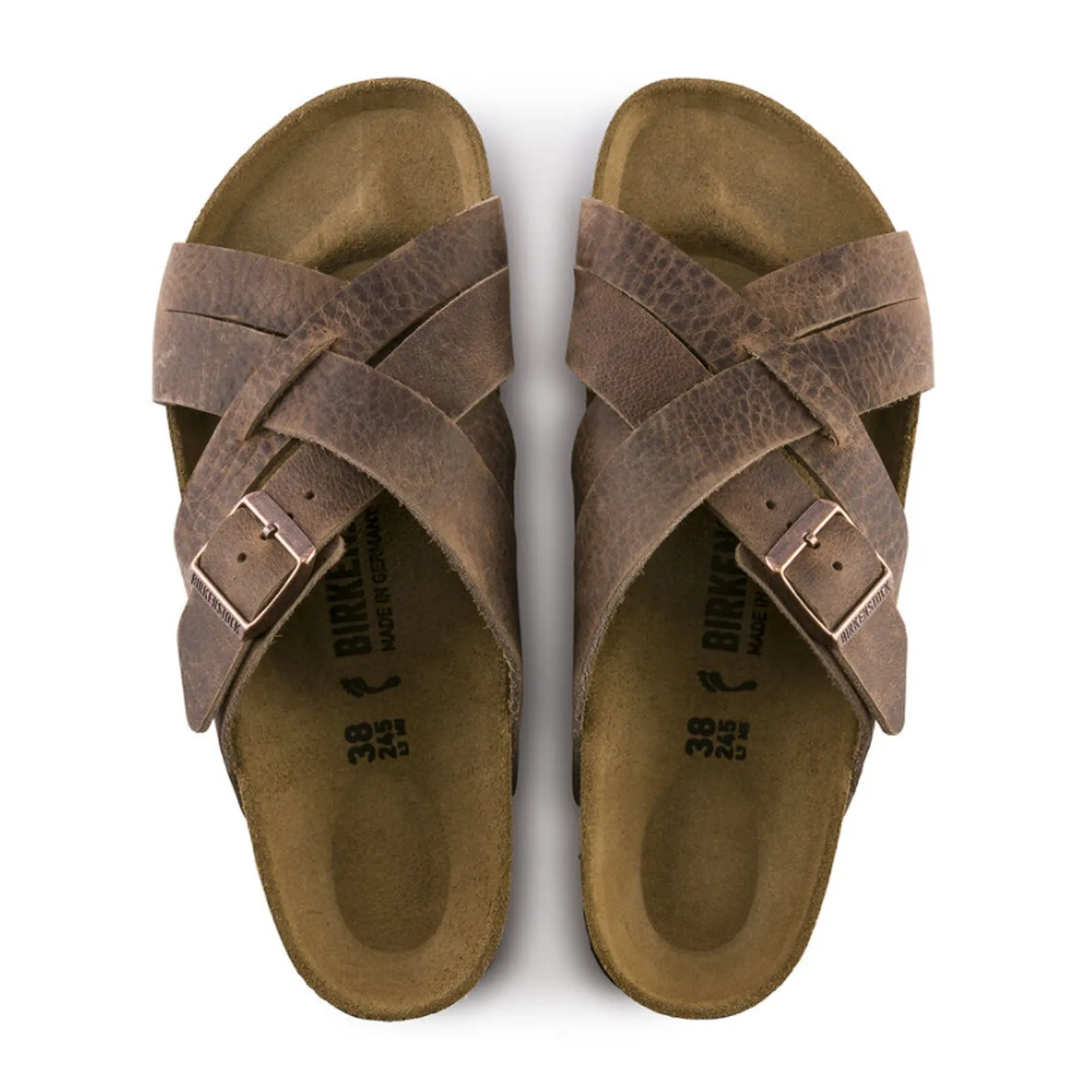 Birkenstock Lugano Slide Sandal (Unisex) - Camberra Tobacco Oiled Leather