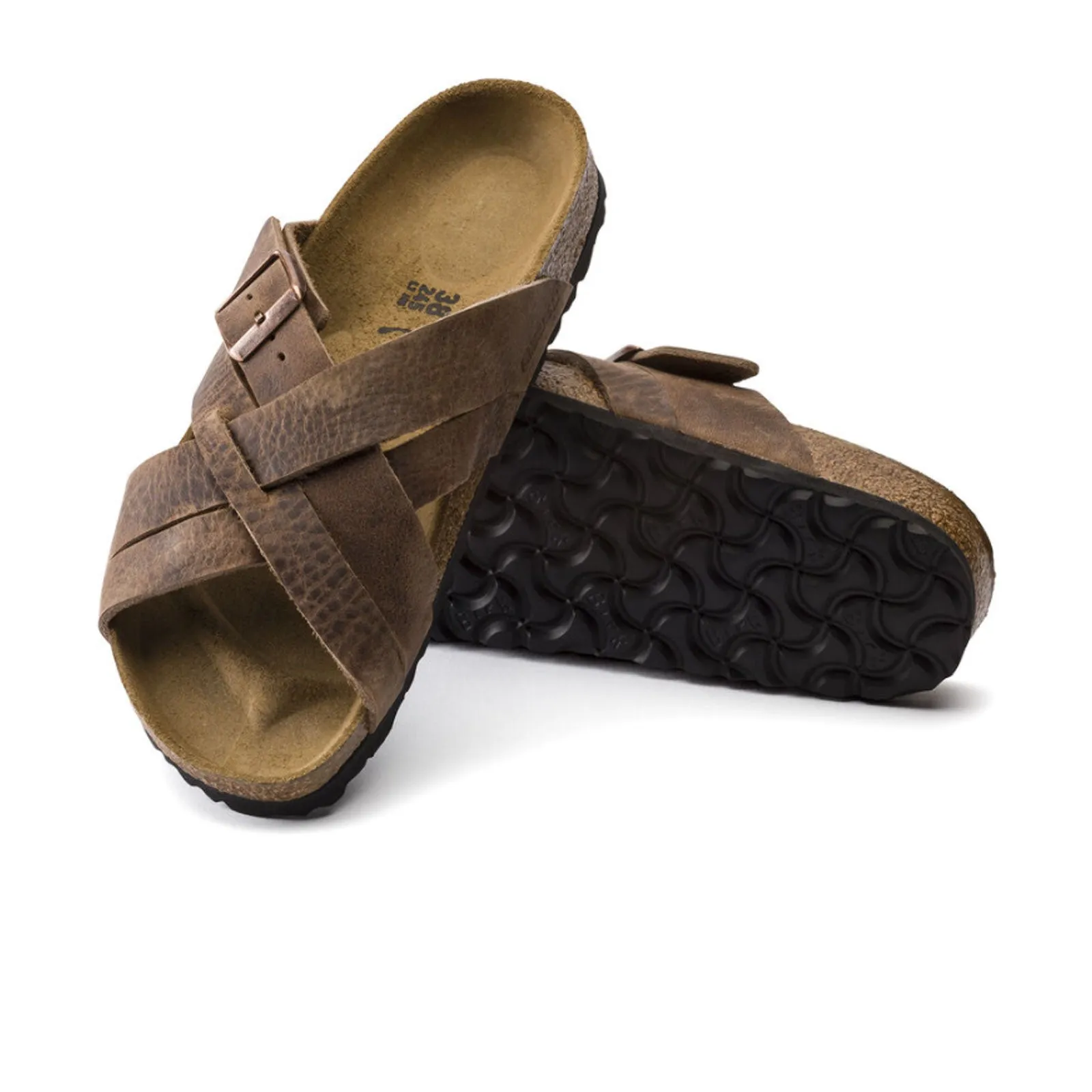 Birkenstock Lugano Slide Sandal (Unisex) - Camberra Tobacco Oiled Leather