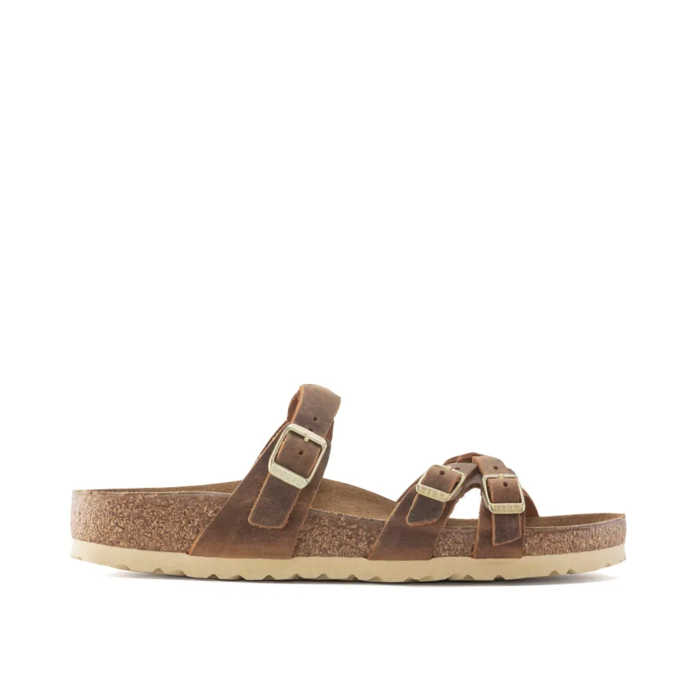 Birkenstock Women's Franca Braid Oiled Leather Sandal in Cognac