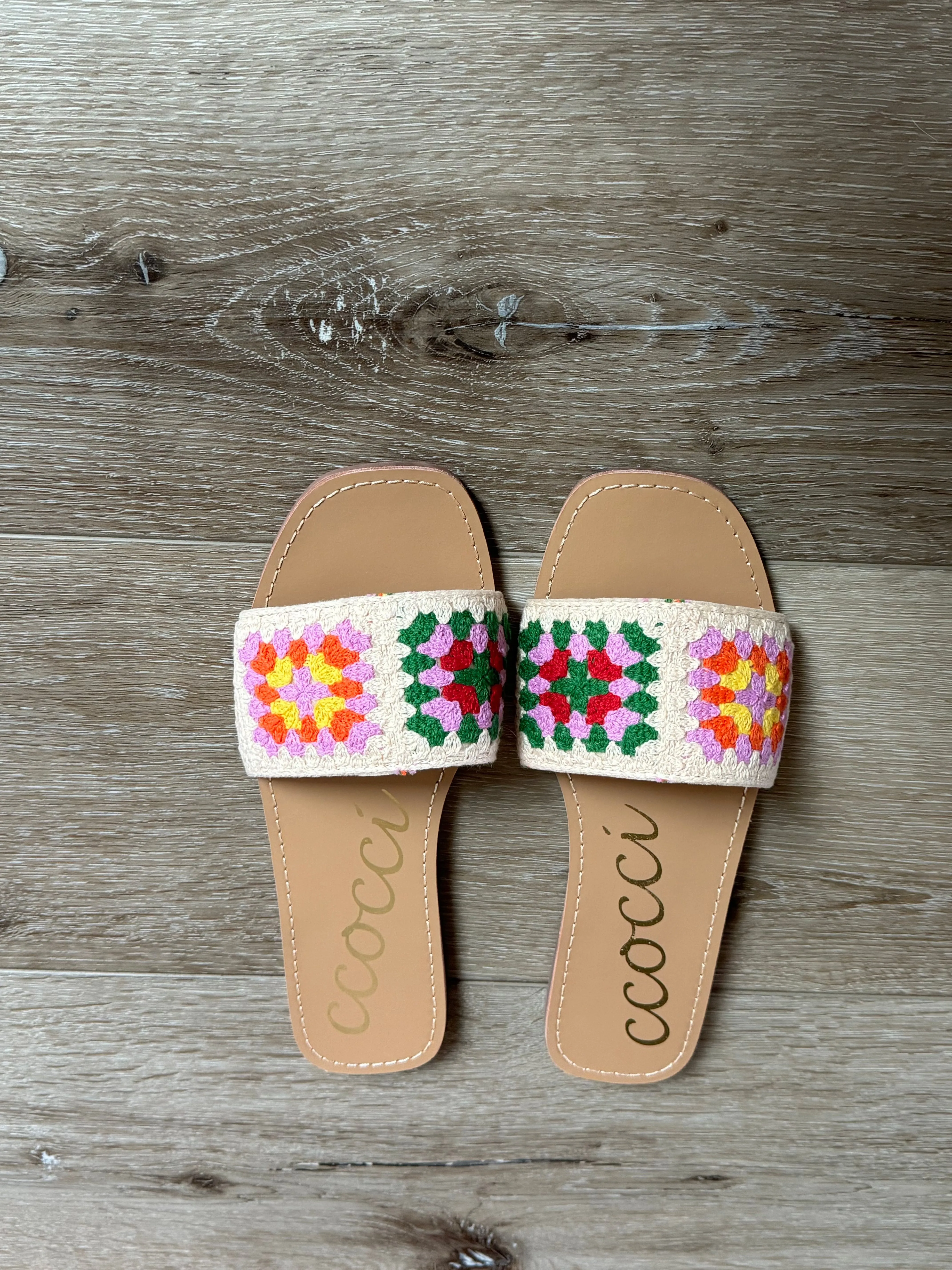 Boho Square Crochet Slide Sandals ~ FINAL SALE