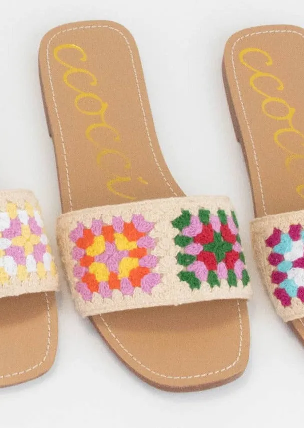 Boho Square Crochet Slide Sandals ~ FINAL SALE