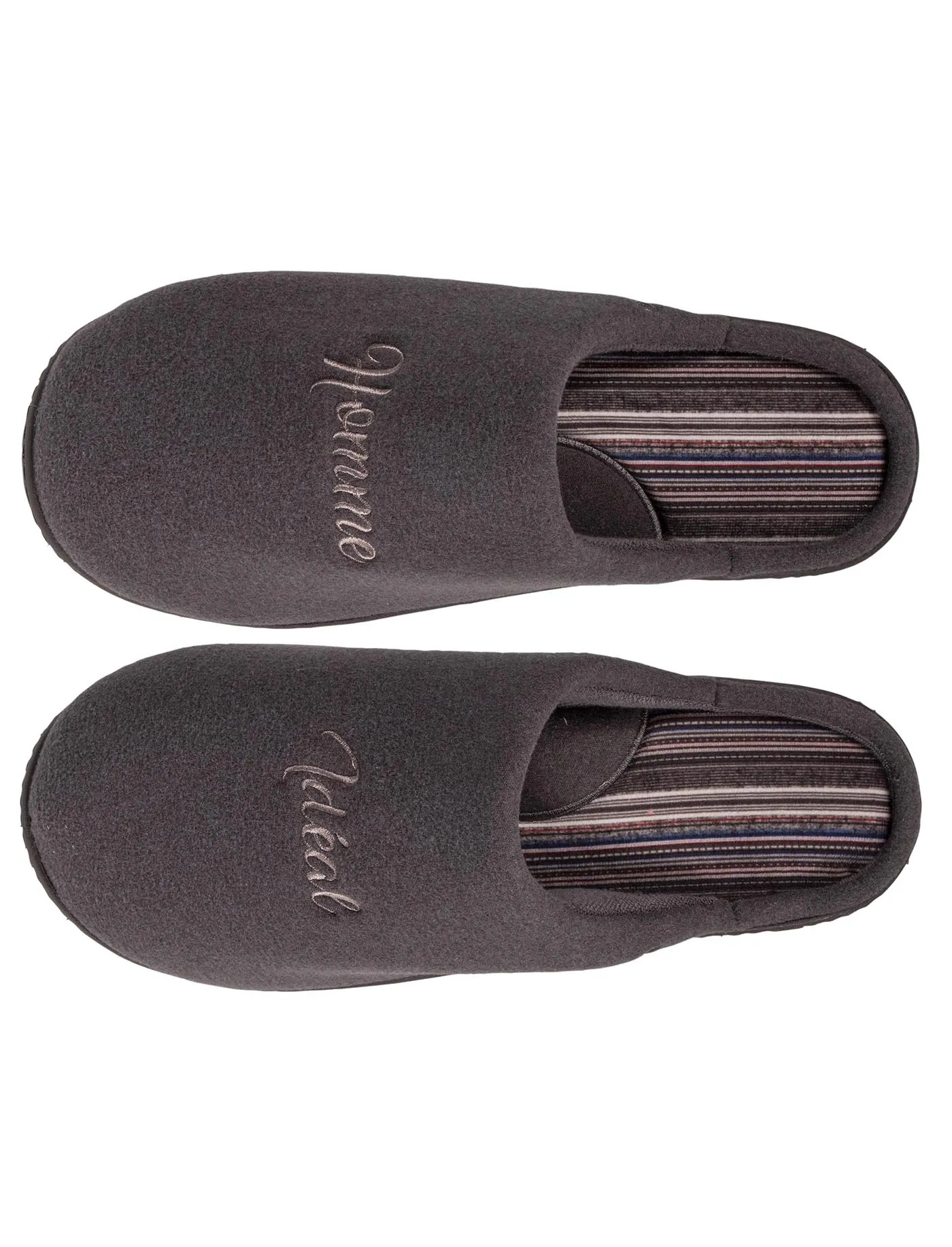 Chaussons mules Homme Gris Brodé