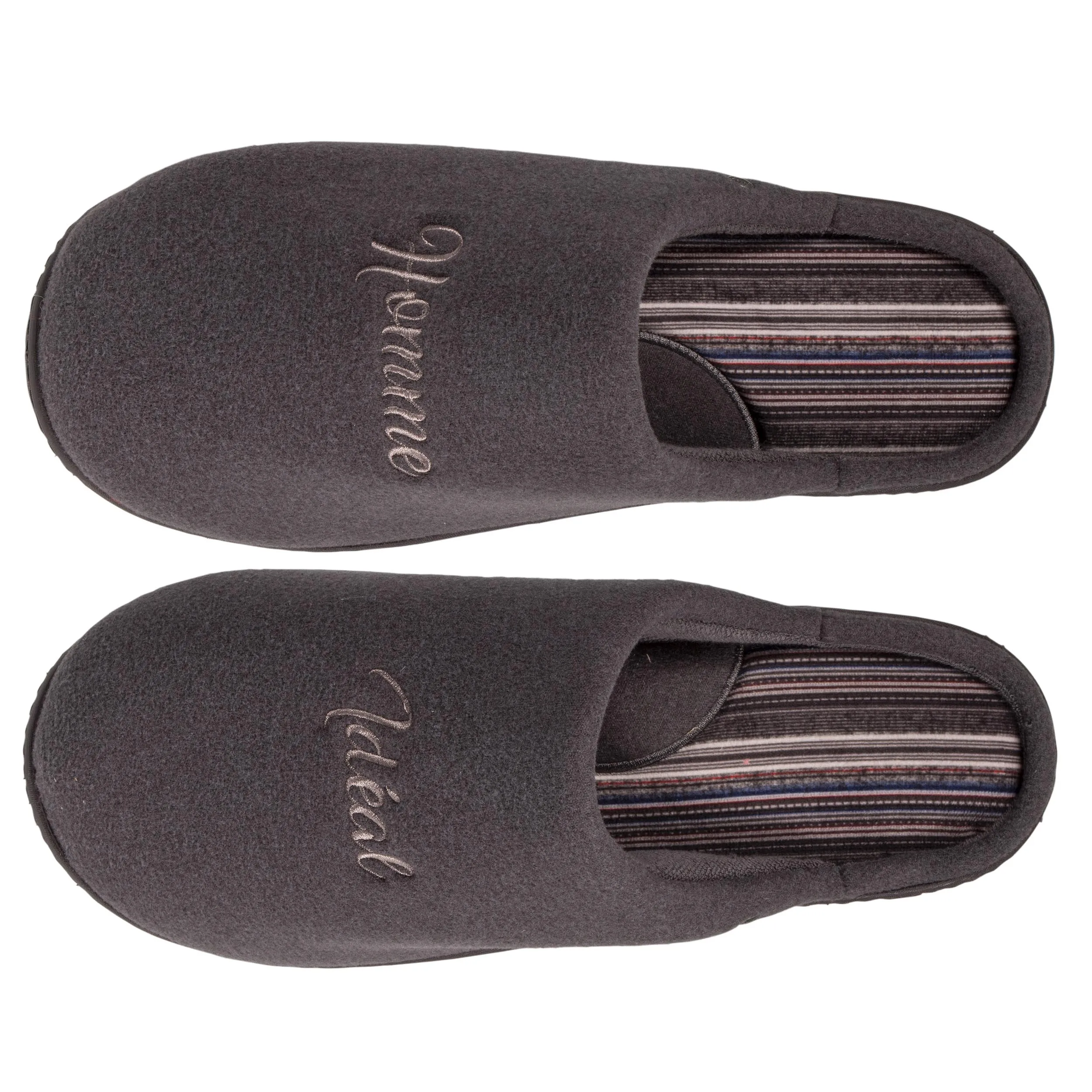 Chaussons mules Homme Gris Brodé