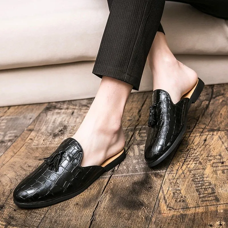 Chic CrocComfort Crocodile Pattern Slip-On Mules