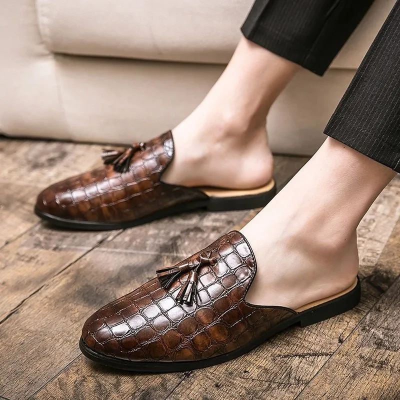 Chic CrocComfort Crocodile Pattern Slip-On Mules