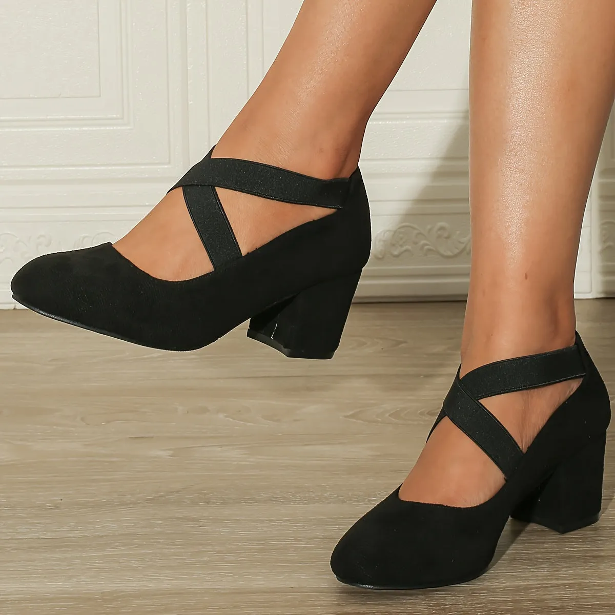 “Chic Women’s Chunky Heels | Elegant Solid Color Pumps for Day & Night”