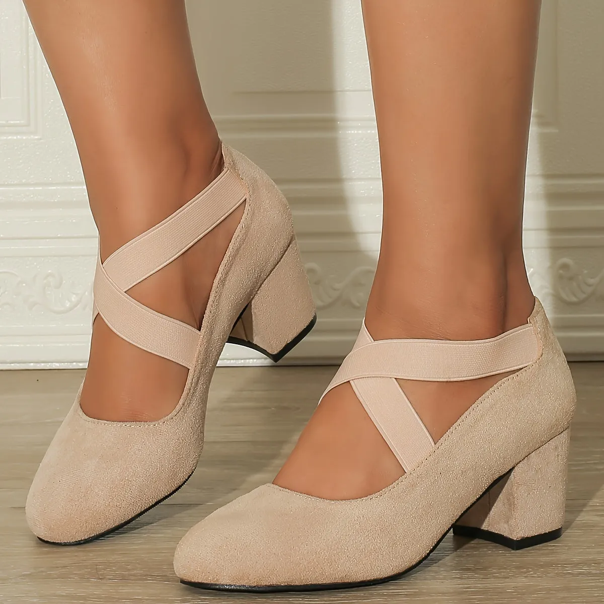 “Chic Women’s Chunky Heels | Elegant Solid Color Pumps for Day & Night”