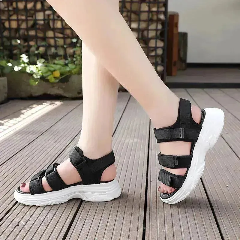 Classy Trendy Women's Fashion Velcro Platform Casual  Chunky Sandals