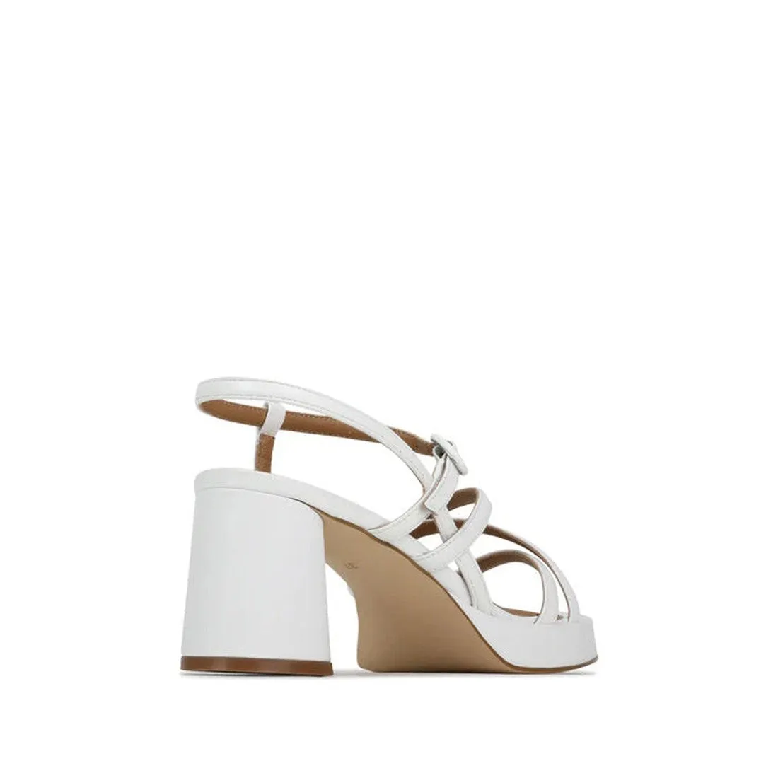 EOS Womens Doriano Strappy Leather Sandal with Heel White