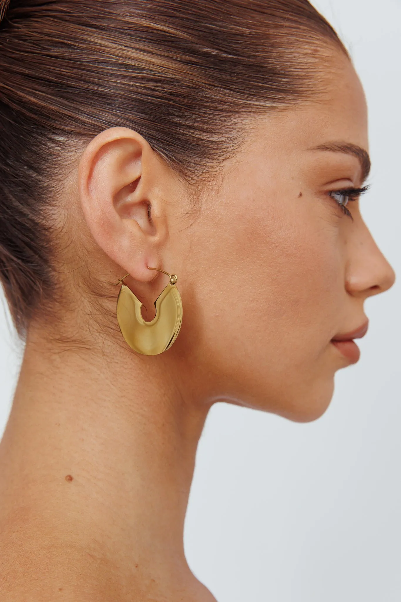 Faith Flat Circle Earrings Gold