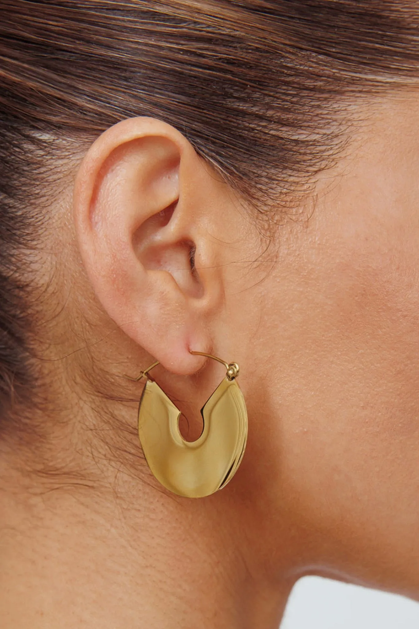 Faith Flat Circle Earrings Gold