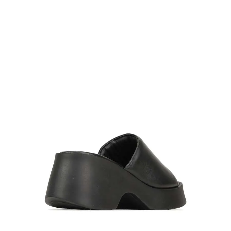 FLORIA LEATHER CHUNKY WEDGE SANDALS