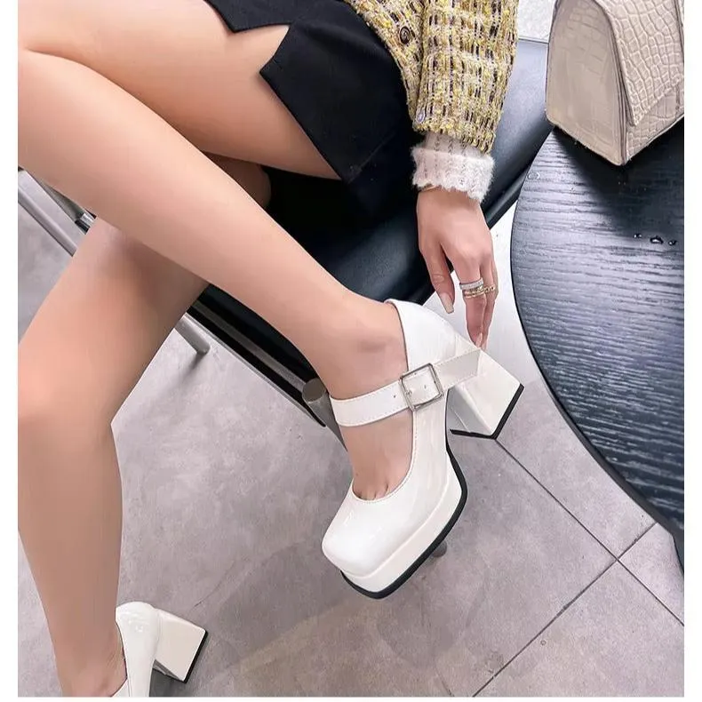 French Buckle Platform Heels