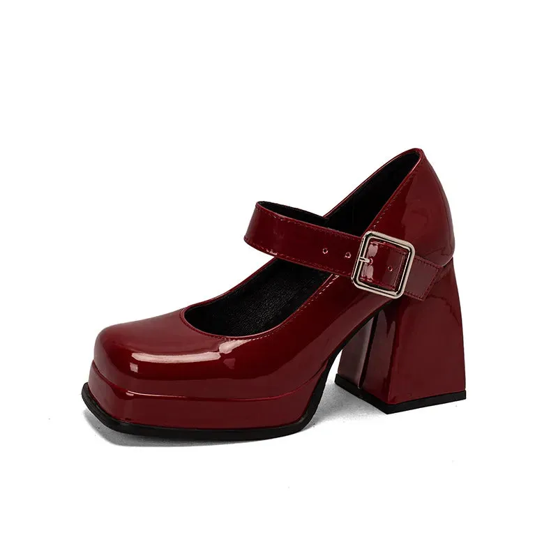 French Buckle Platform Heels