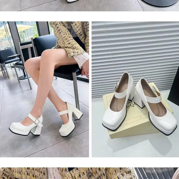 French Buckle Platform Heels