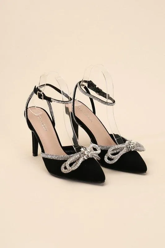 FREYA- Rhinestone Bow Heels