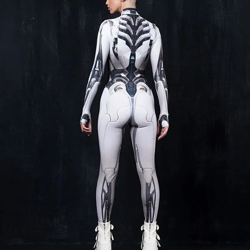 Futuristic Goth Punk 3d Printed Cosplay Bodycon Jumpsuit