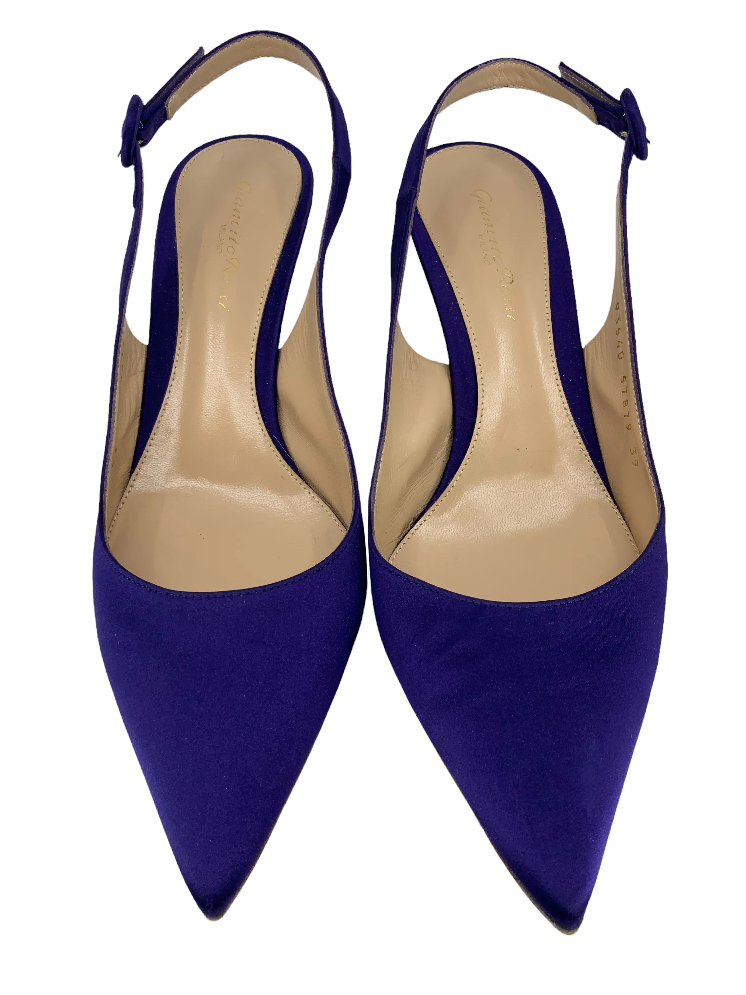 Gianvito Rossi Satin Pointed Toe Slingbacks Size 9