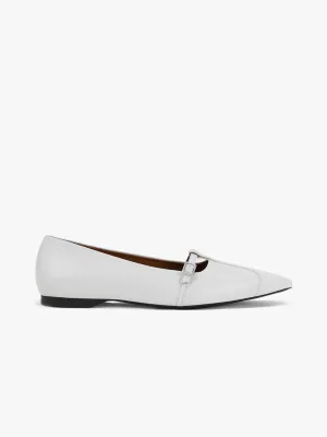 Hermine Pointed Flat - White