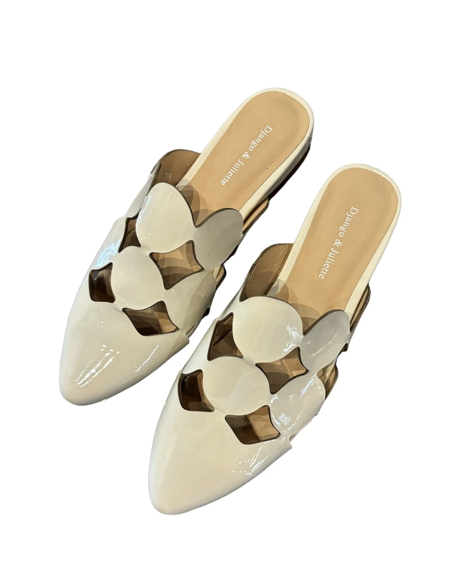 IVORY CUTOUT LEATHER MULE