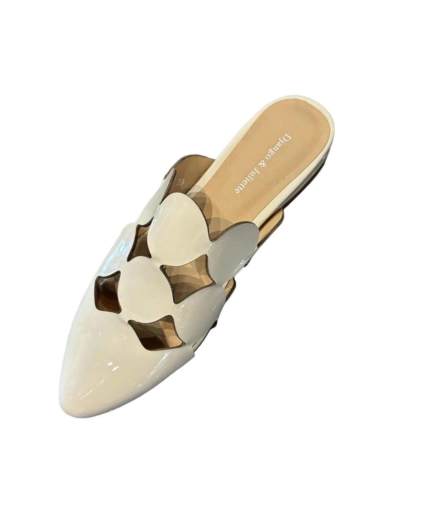 IVORY CUTOUT LEATHER MULE