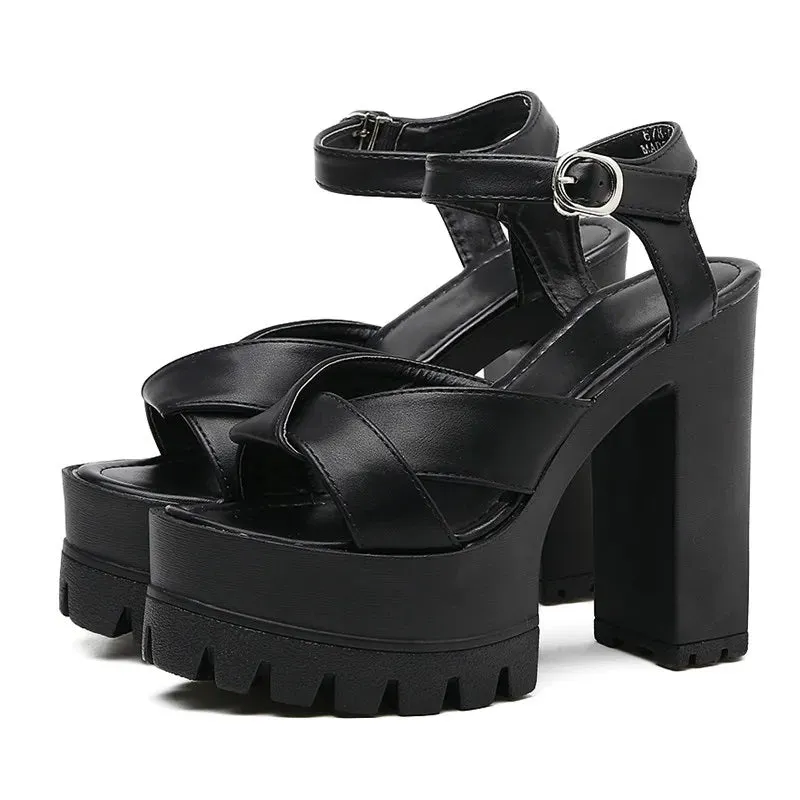 Joskaa 2024 New Buckle Chunky Sandals Comfortable