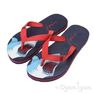 Joules Navy Shark Print Flip Flop Boys Navy Sandal