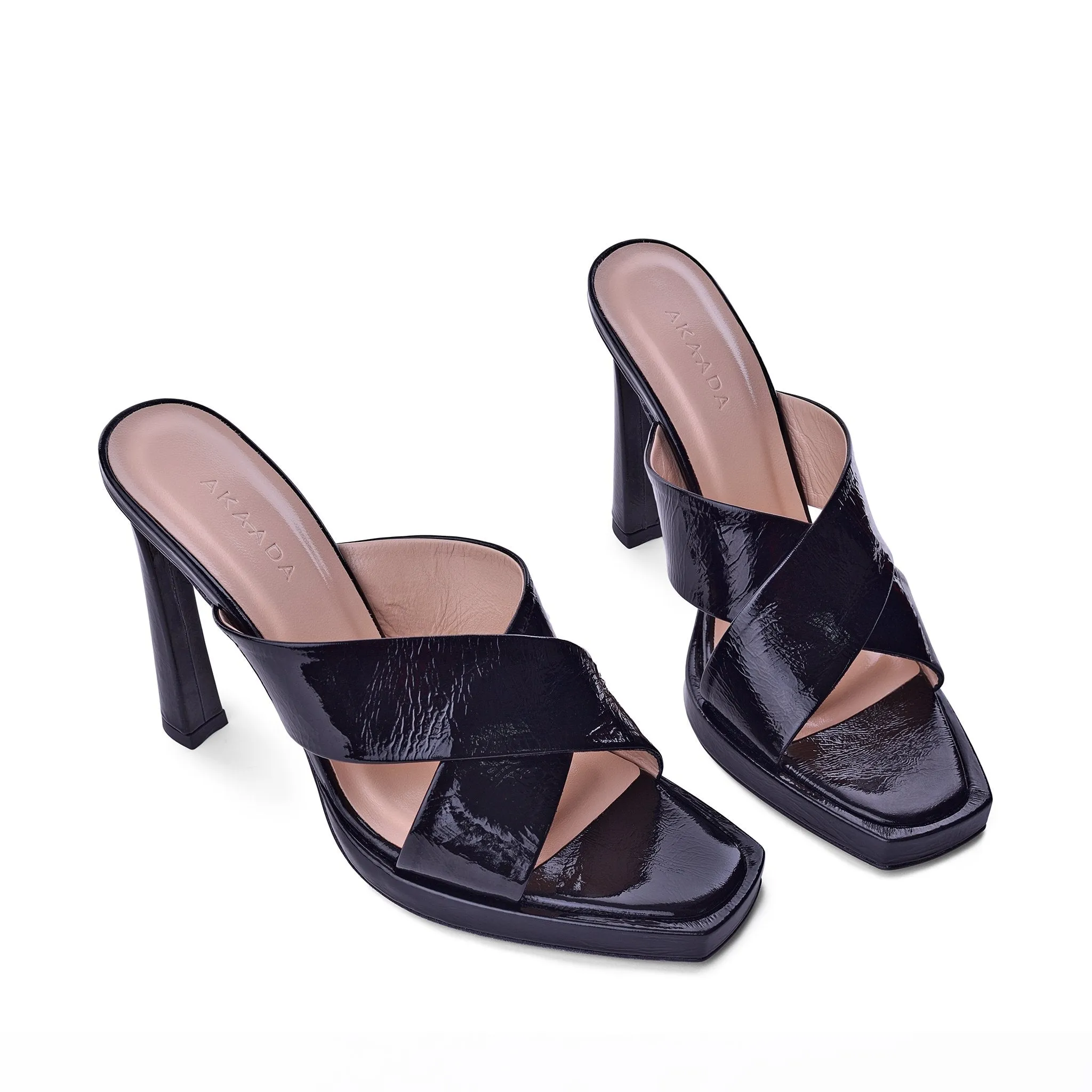 Kaori Plateau Black Naplak Mules