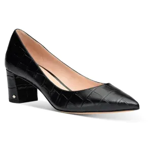 KATE SPADE Women's Black Croc-Embossed Block High Heels