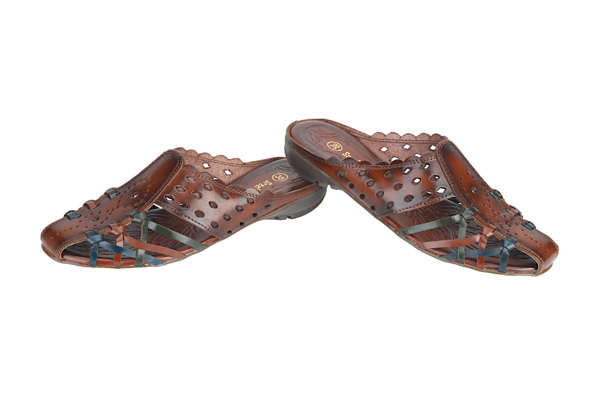 Ladies Leather flat Mules Cut 999519