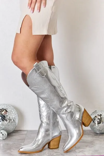 Melody Metallic Knee High Cowboy Boots