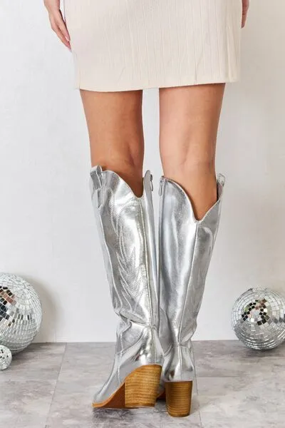 Melody Metallic Knee High Cowboy Cowgirl Western Boots