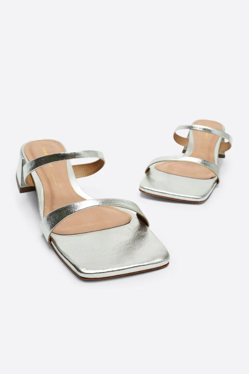 NEAR METALLIC HEELED SANDAL