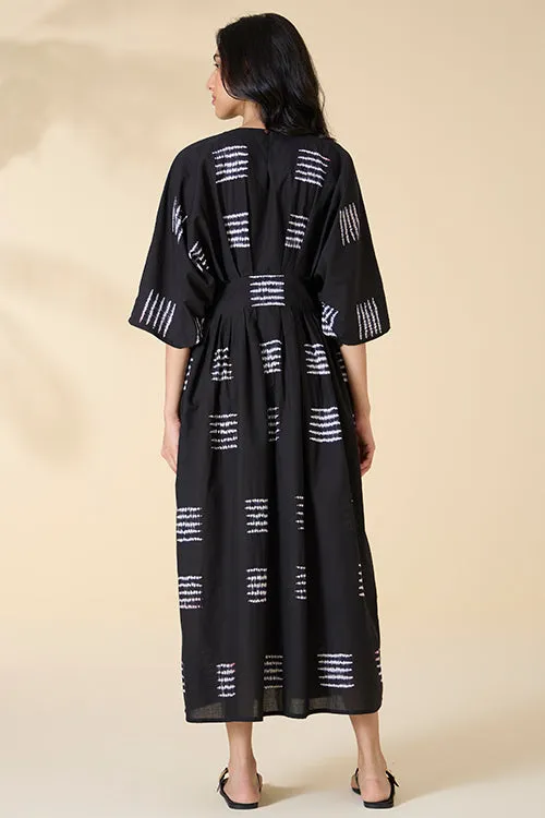 Okhai "Grand Marina" Tie-and-Dye Pure Cotton Black Dress