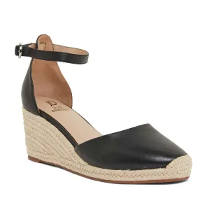 Peru Wedge in Black Leather