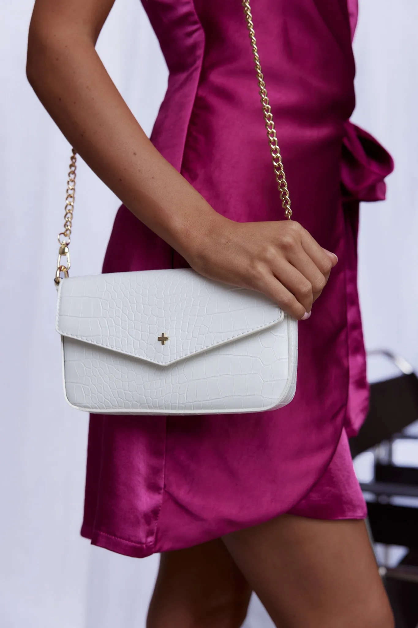 Peta And Jain Munroe Embossed Flap Bag White