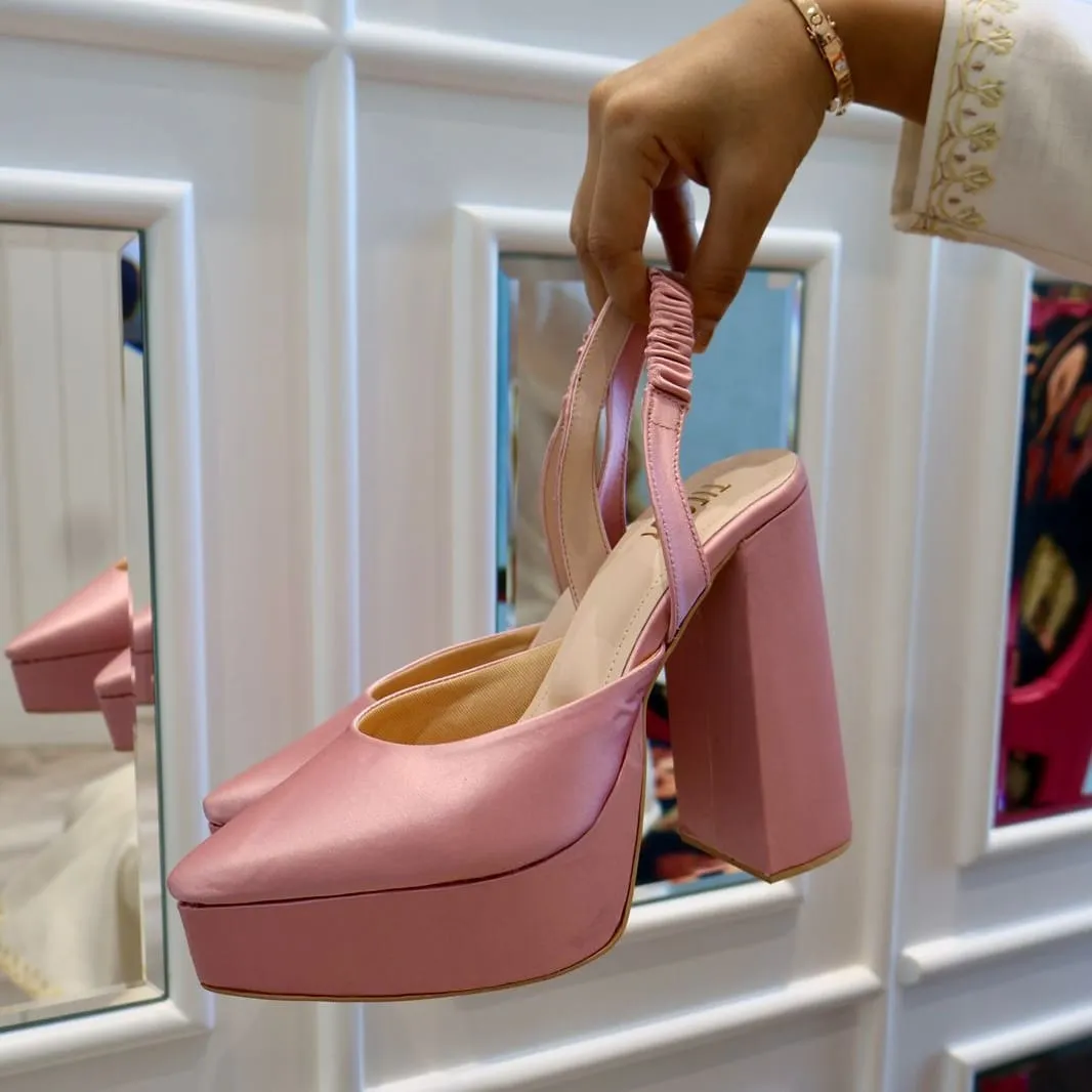 Pink Block Heels I Tiesta for Radhika Merchant