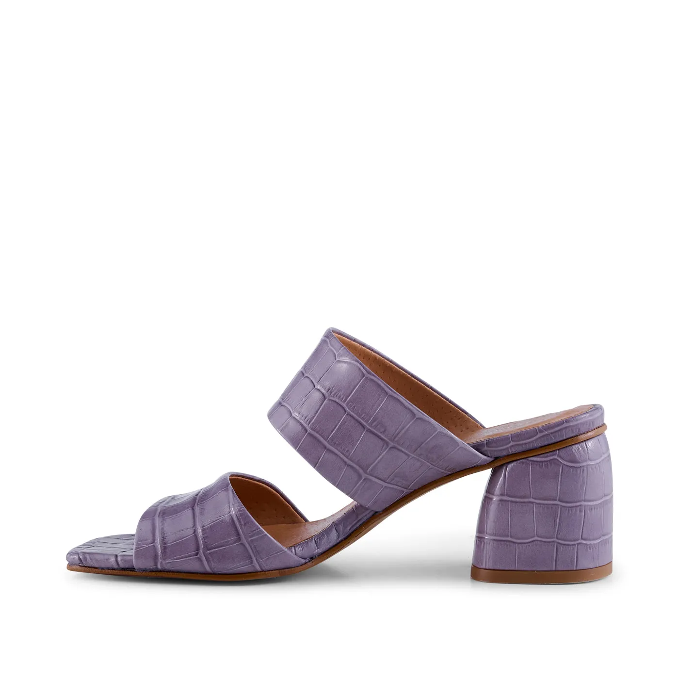 Runa mule læder - LAVENDER CROCO