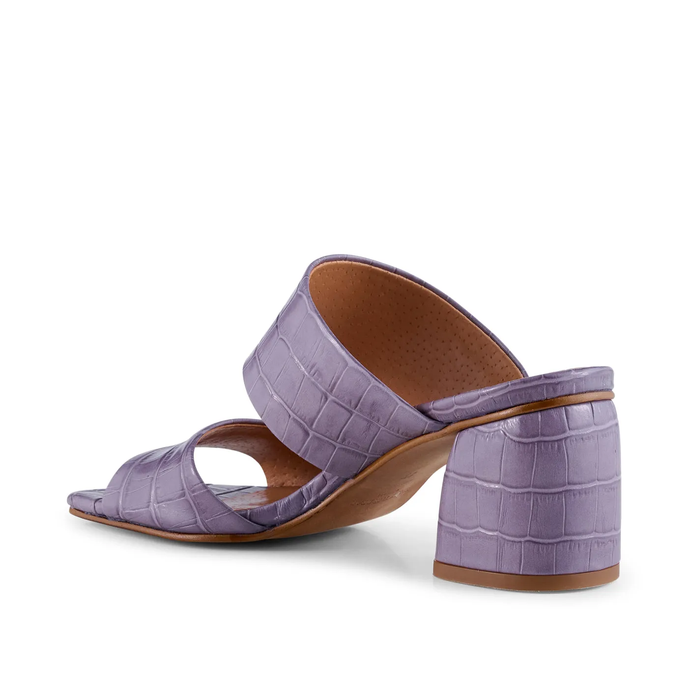 Runa mule læder - LAVENDER CROCO