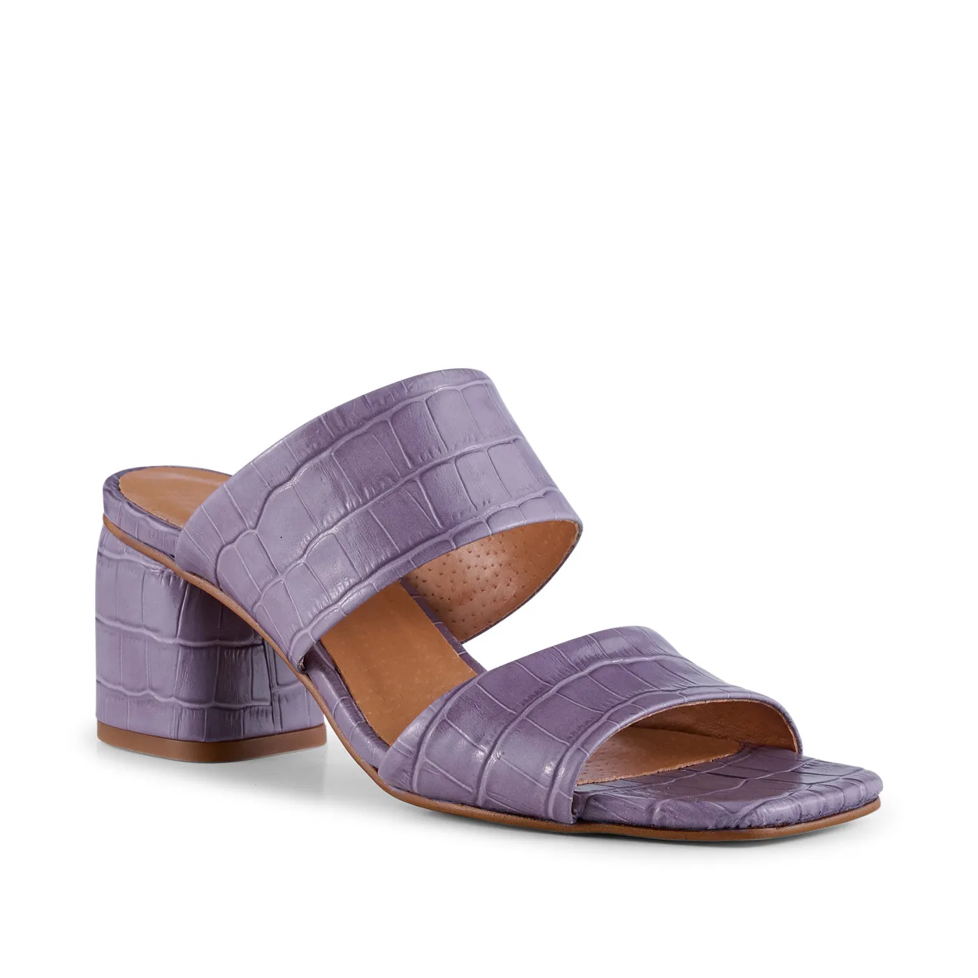 Runa mule læder - LAVENDER CROCO